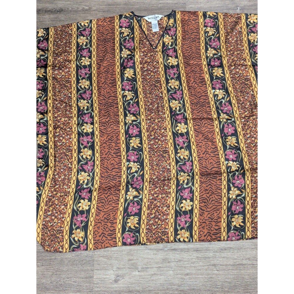 Winlar‎ Caftan Women's One Size Multicolor Side Slits on Sides V-neck Arm Holes